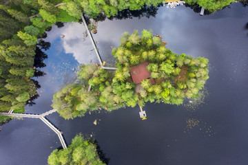 Aerial view of the lakes in Karelia