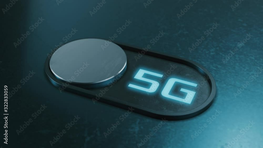 Poster camera zoom on a switch that change from 4g to 5g, conceptof fast network speed and new technology (
