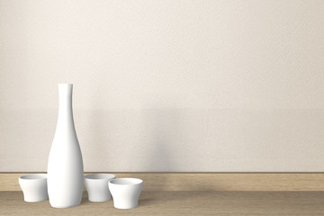 interior poster mock up scene top table cabinet Tv wooden. 3D rendering