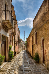 Old and modern; Street in the Village of Erice, Sicily