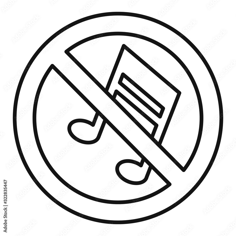 Poster no music note icon. outline no music note vector icon for web design isolated on white background