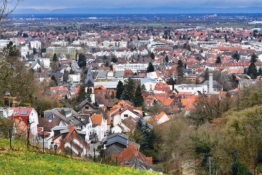View over 'Rohrbach' residential district of city Heidelberg in Germany