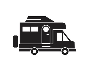 Camping trucks black glyph icon template black color editable. Camping trucks black glyph icon symbol Flat vector illustration for graphic and web design.