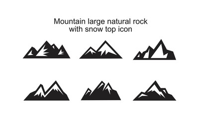 Mountain large natural rock with snow top Icon template black color editable. Mountain large natural rock with snow top Icon symbol Flat vector illustration for graphic and web design.