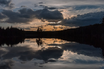 Fototapeta na wymiar Beautiful sunset on the lake,natural background, long shutter speed