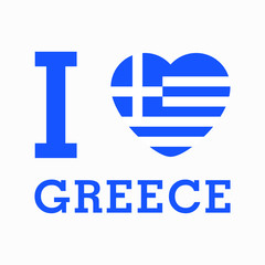 I Love Greece with heart flag shape Vector