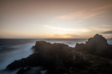 sunset on coast of Azores Island, Sao Miguel