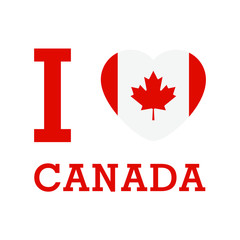 Fototapeta na wymiar I Love Canada with heart flag shape Vector