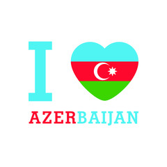 I Love Azerbaijan with heart flag shape Vector