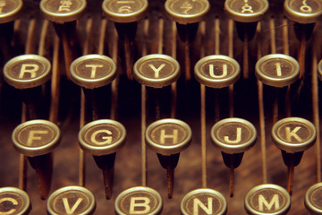 close up of old typewriter keys