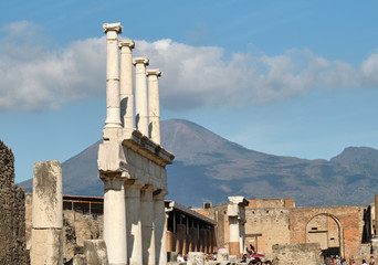 Forum columns and Mt Vesuvius