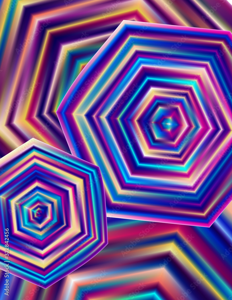 Aufkleber Bright technicolor background with colorful hexagons. Vector pattern
