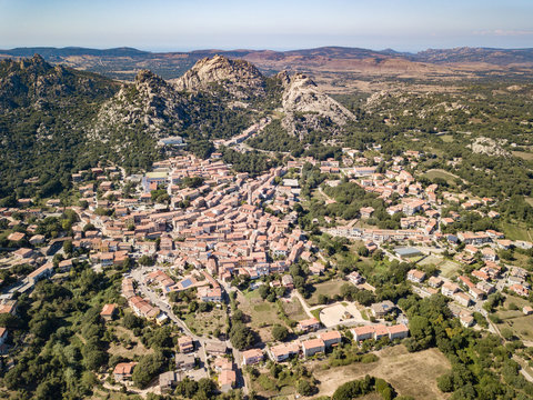 Spectacular Granite Mountains With Small Village, Aggius, Sardinia