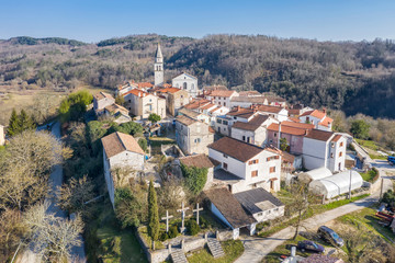 Fototapeta na wymiar An aerial shot of Beram, Istria, Croatia