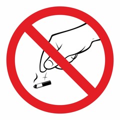 Not allowed throwing cigarettes to the floor sign