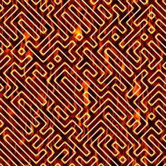 abstract seamless texture made of fire Labyrinth wall pattern