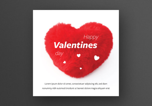 Valentine's Day Card Layout with Red Fluffy Heart Image