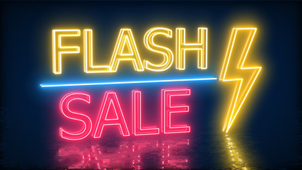 Sale neon sign banner background for promo. Concept of sale and clearance. illustration.