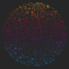 Vector pattern. Summer vacations. Travel and adventures. Beach, ocean, island, sun