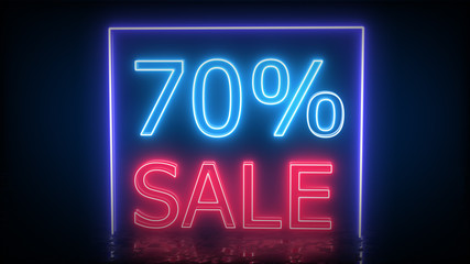Obraz premium Sale neon sign banner background for promo. Concept of sale and clearance. illustration.