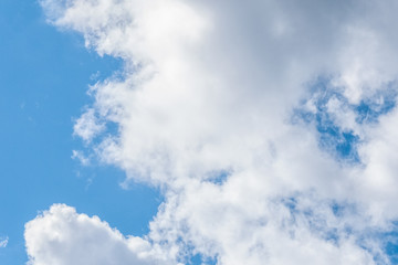 fluffy clouds and blue sky with windy in sunny day, background. selective focus