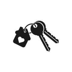 Line icon, house keys isolated on white background.