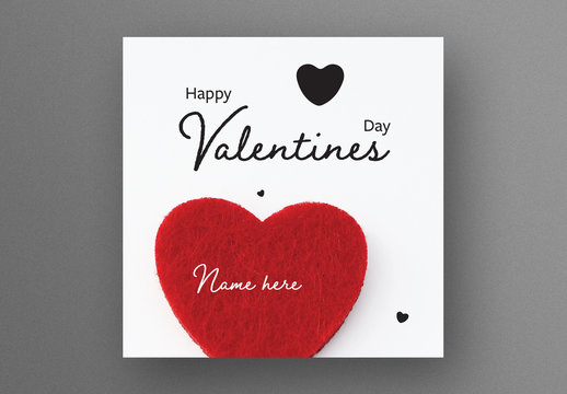 Valentine's Day Card Layout with Red Fluffy Heart Image