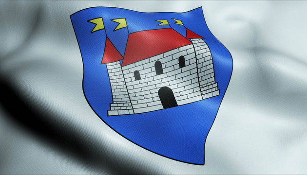 3D Waved France Coat of Arms Flag of Chateauroux