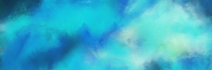 vintage abstract painted background with medium turquoise and light sea green colors and space for text or image. can be used as horizontal background texture