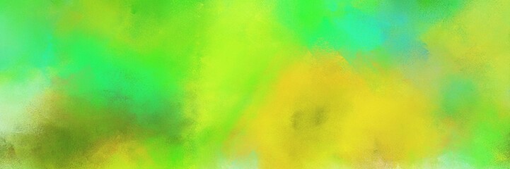 Fototapeta na wymiar vintage abstract painted background with yellow green, vivid lime green and golden rod colors and space for text or image. can be used as horizontal header or banner orientation