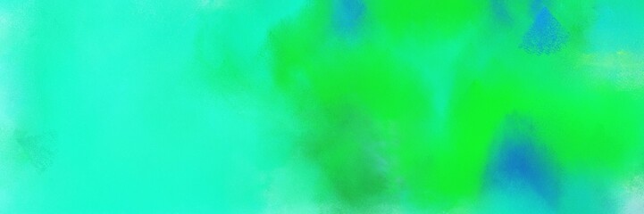 Fototapeta na wymiar abstract painting background graphic with turquoise and vivid lime green colors and space for text or image. can be used as horizontal background graphic