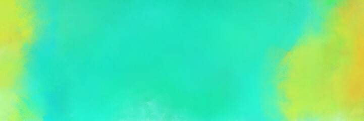 abstract painting background graphic with turquoise, dark khaki and light green colors and space for text or image. can be used as horizontal background texture