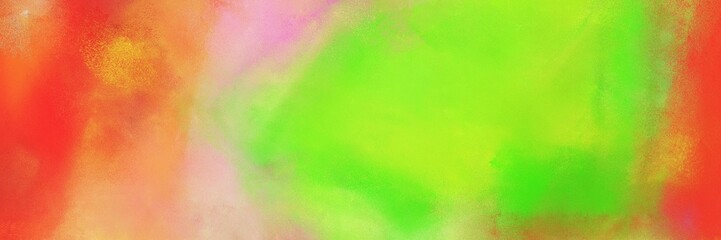 abstract painting background texture with yellow green and tomato colors and space for text or image. can be used as horizontal background graphic