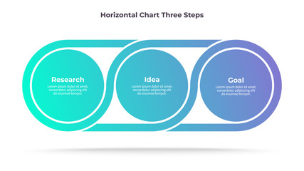 Fototapeta premium Business infographics. Timeline with 3 steps, options, circles. Vector template.