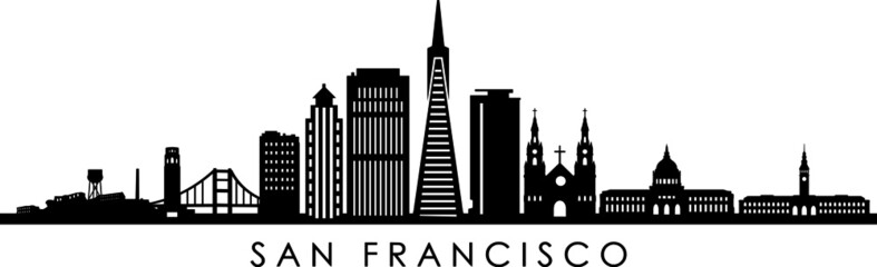 San Francisco Skyline Outline Silhouette Vector