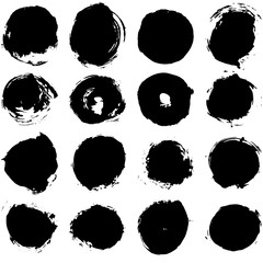 Set of vector grunge backgrounds. Circle brush strokes. 