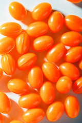 Colorful pills on a blue background.