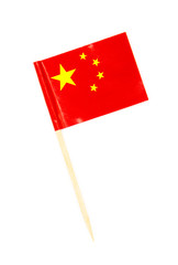 Mini paper flag China. Chinese flag pointer isolated on white background
