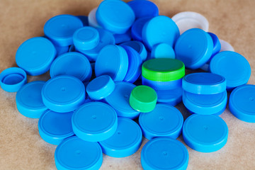 Collecting Plastic Caps to Support Recycling .Eco Friendly Concept 