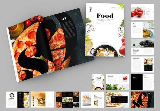 Black and White Layout with Food-Themed Images