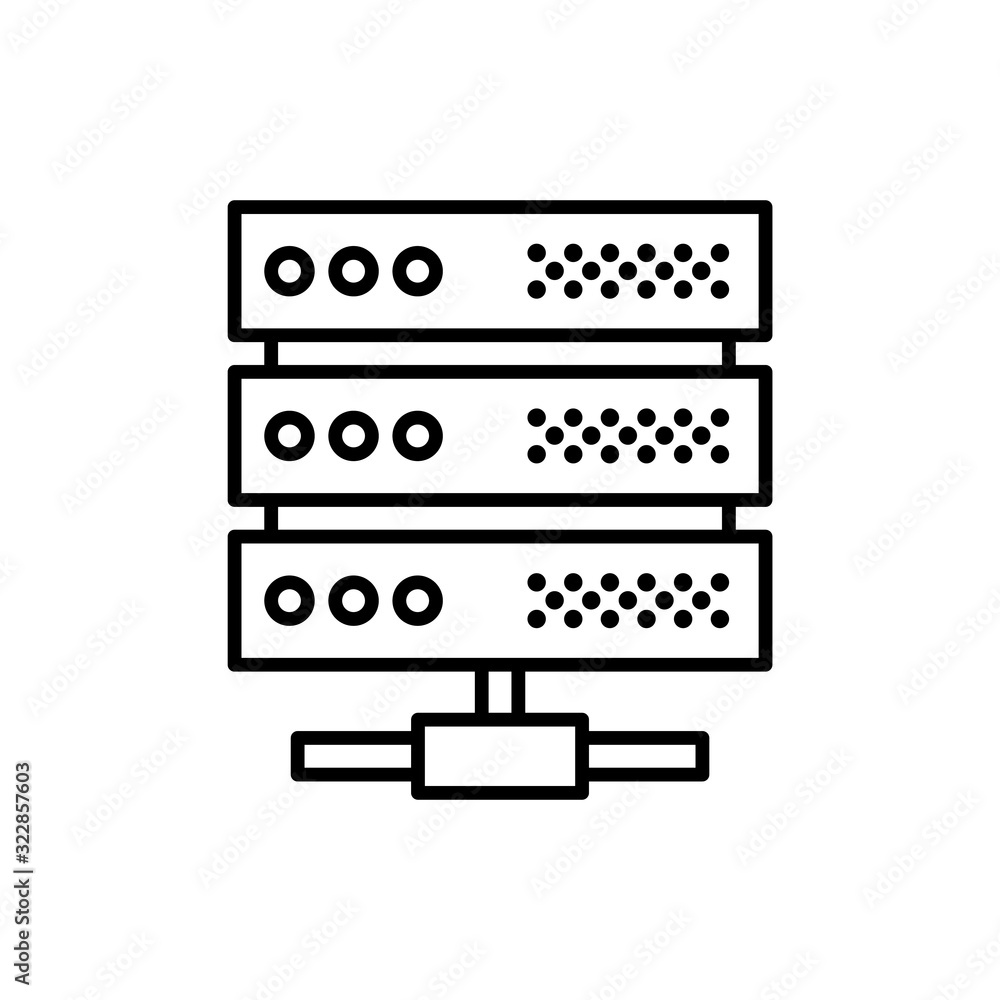 Poster network server vector icon style illustration line data science eps 10