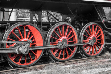 Fototapeta na wymiar detail of Czech steam locomotive,