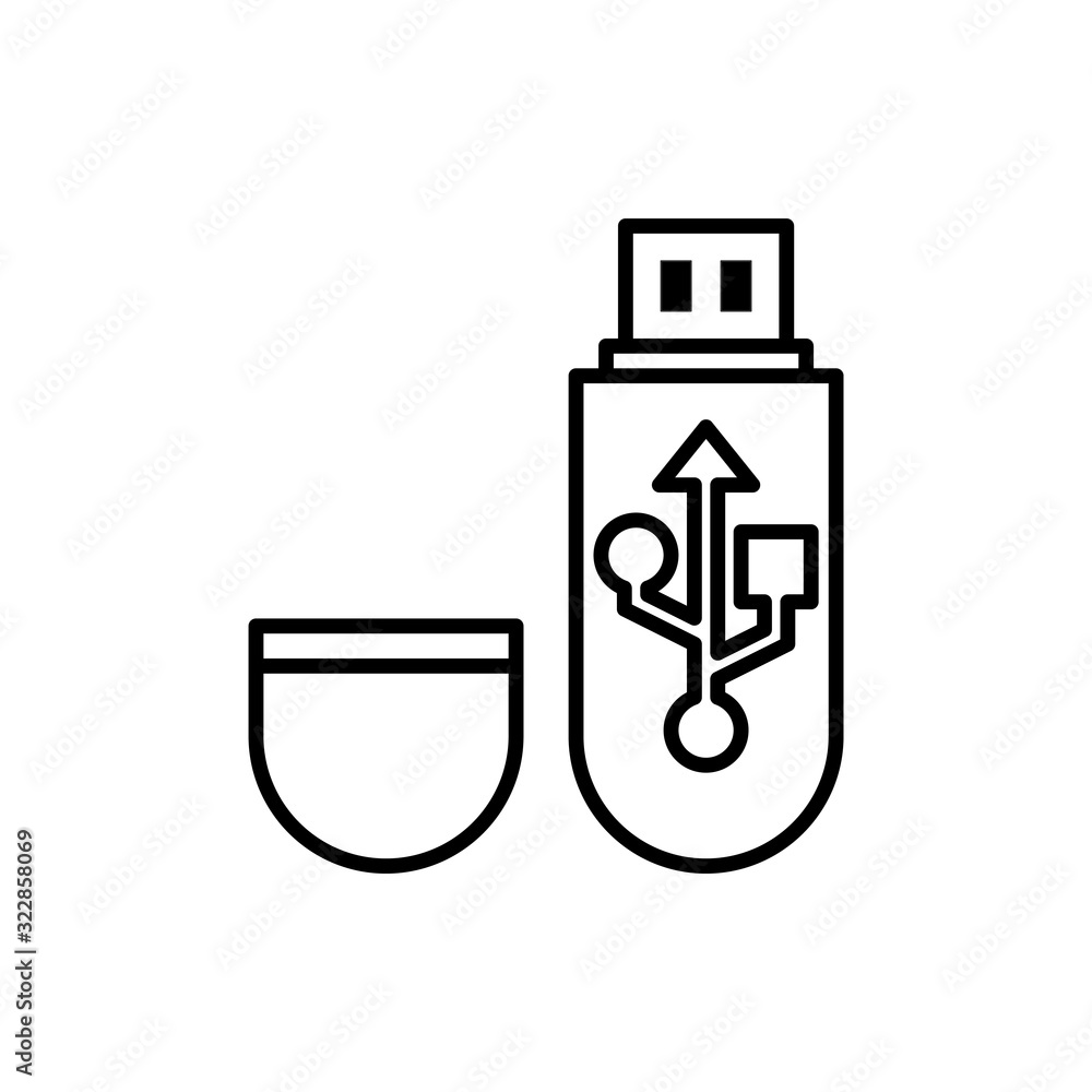 Poster usb vector icon style illustration line data science eps 10