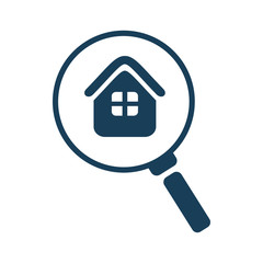 Fototapeta na wymiar blue search real estate housing zoom logo design