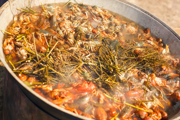 boiled crayfish with seasoning, Large pot