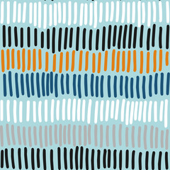 Sketchy hand-drawn lines vector seamless pattern on light blue background - for wallpaper, paper, fabric, textile design