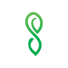 Obraz premium green nature leaf letter s line infinity logo design
