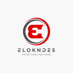letter E logo design with wrench element. - vector
