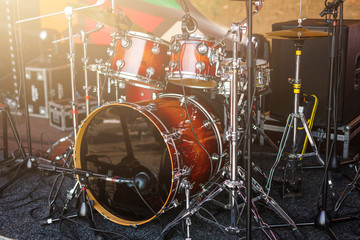 drums-set with sticks on snare-drums