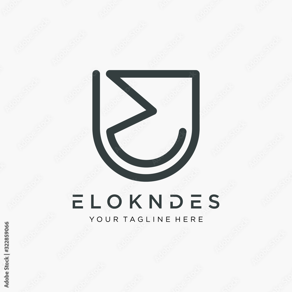 Poster initial eu logo design modern monogram and elegant. logo the letter u e in the form of abstract line